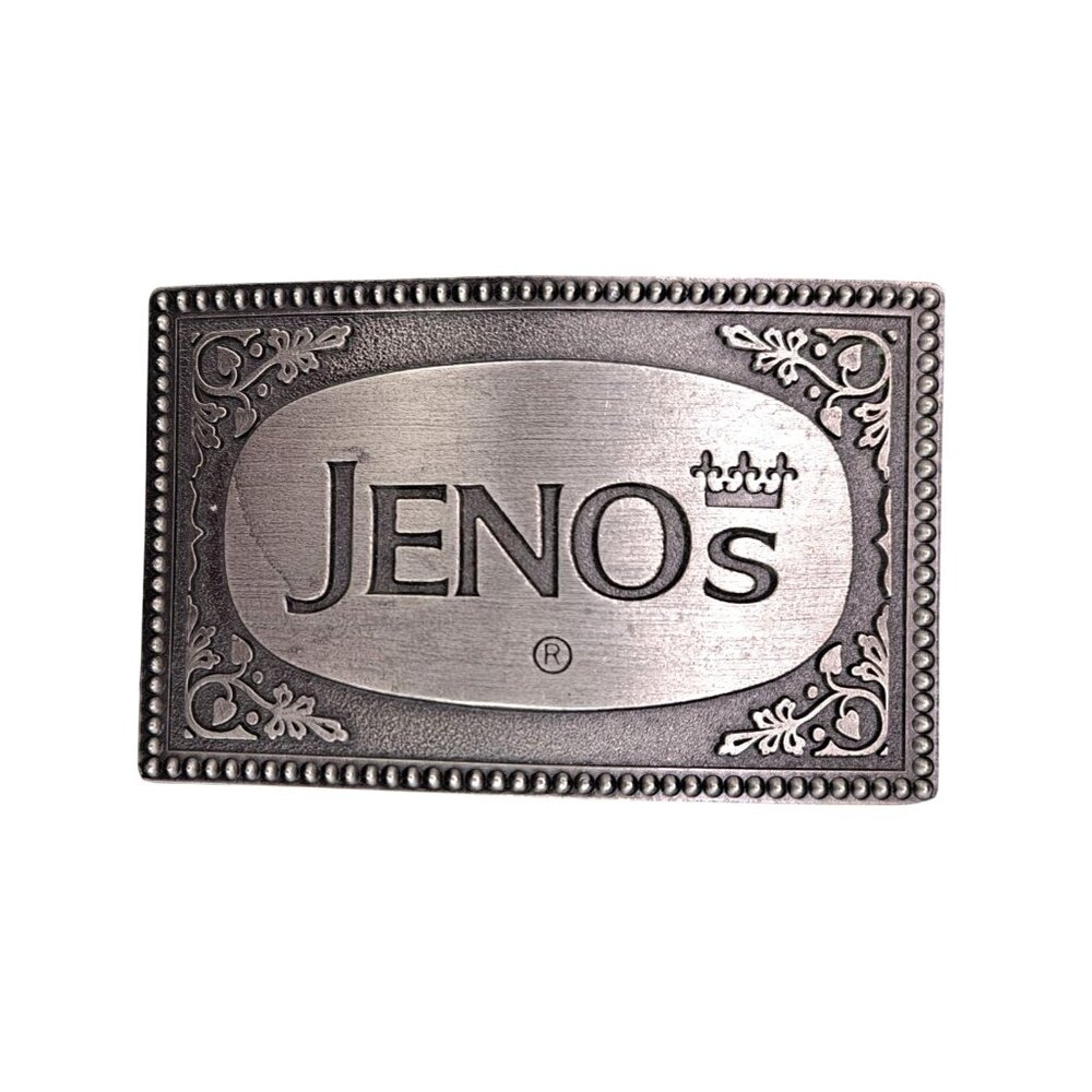 Vintage Jeno's Pizza Metal Belt Buckle Snack Food Lewis Chicago Promo Chipped - Picture 1 of 6